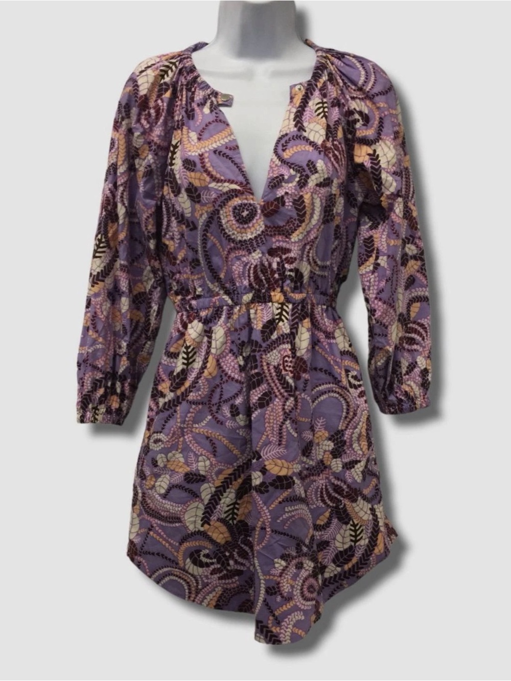 Women’s Lavender Paisley Long-Sleeve Dress
